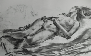Nude – charcoal by Peter Gulian